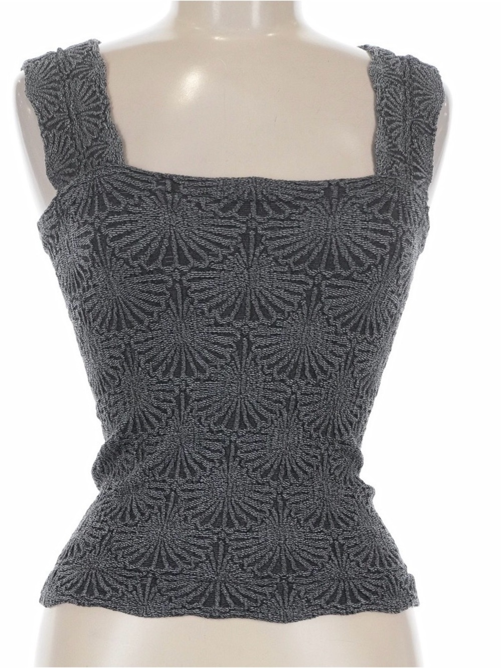 Intimately by Free People Textured Floral Grey Tank Top Size Med-Lg